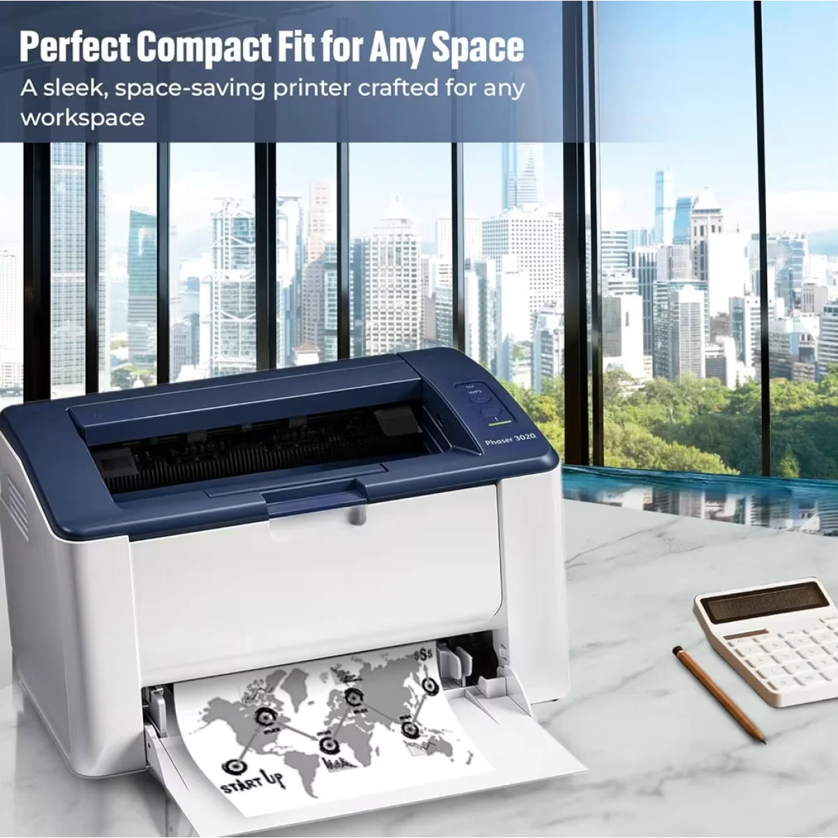 طابعة ليزر أحادية اللون Xerox Phaser 3020 صغيرة 20 صفحة بالدقيقة Wi‑Fi وUSB وذاكرة 128MB - Image 2