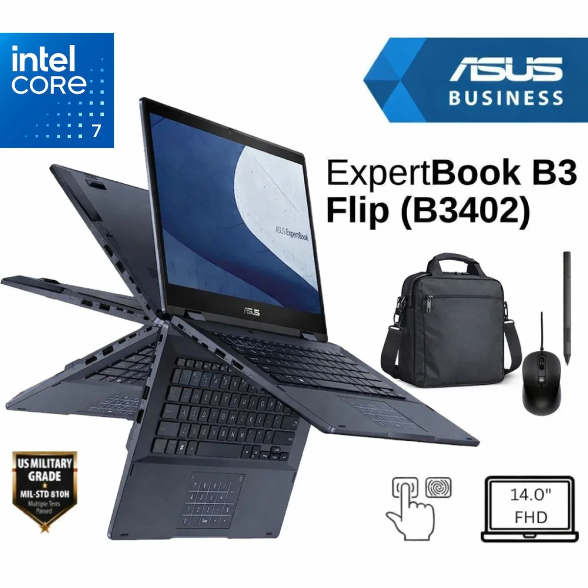 Asus ExpertBook B3 Flip B3402FVA 14-Inch FHD Touch 2-in-1 Laptop Core 7 150U 16GB RAM 512GB SSD - Image 1