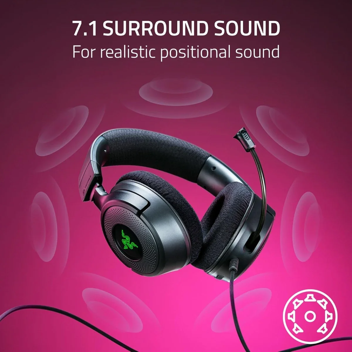 Razer Kraken V4 X Wired Gaming Headset with 40mm Drivers, Cardioid Mic and Chroma RGB - Thumbnail 4