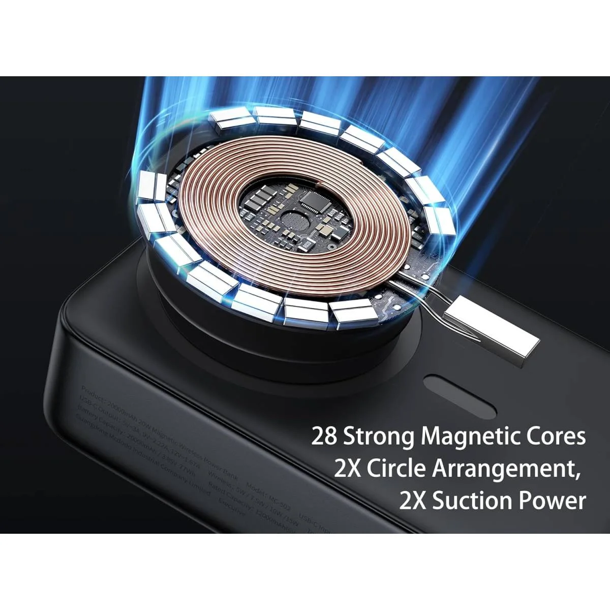 باور بانك Mcdodo MC-5021 مغناطيسي MagSafe لاسلكي 20000mAh PD 20W - Image 5