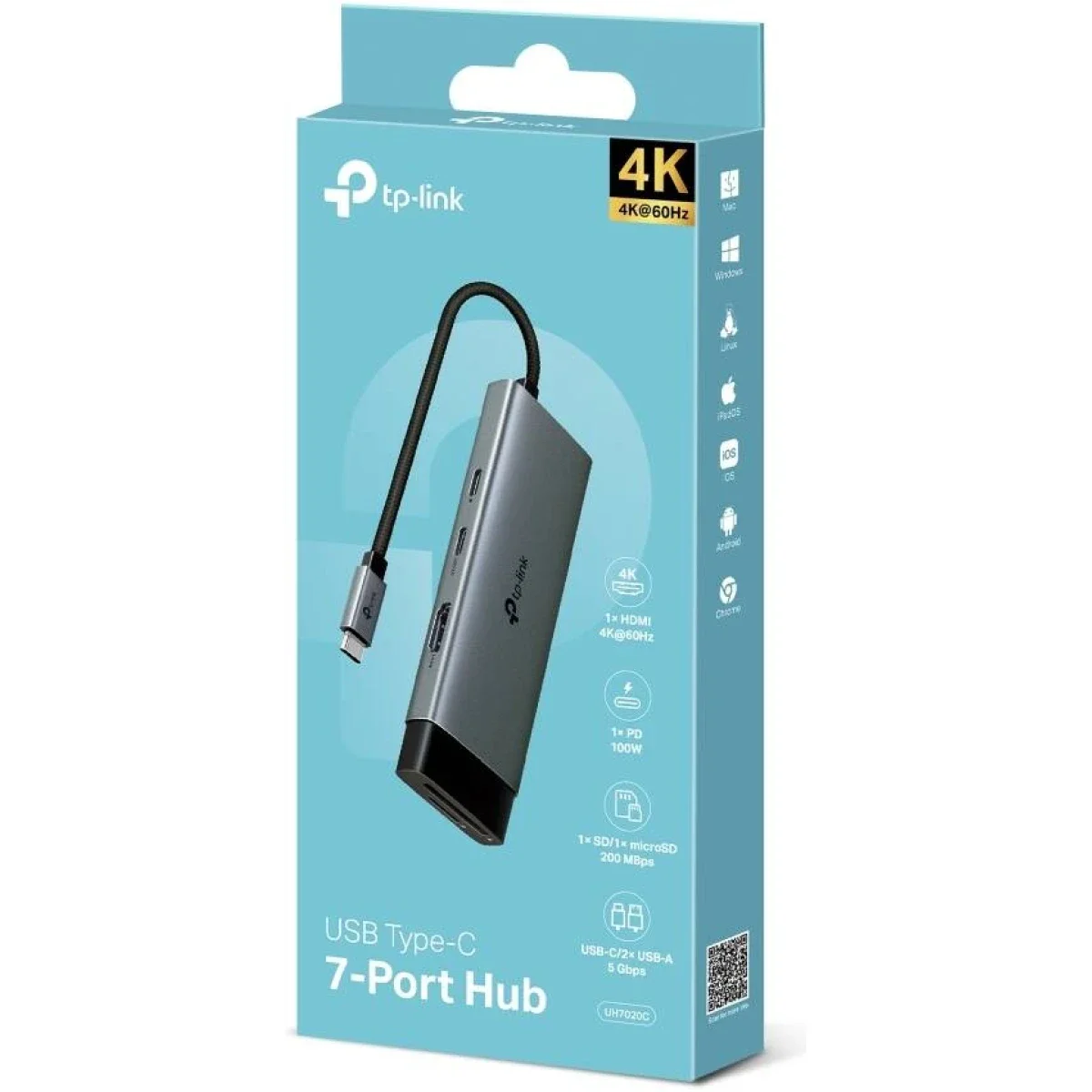 TP-LINK UH7020C USB Type-C 7-in-1 Hub with 4K HDMI, SD/microSD UHS-I, PD 100W and USB 3.0 - Image 1