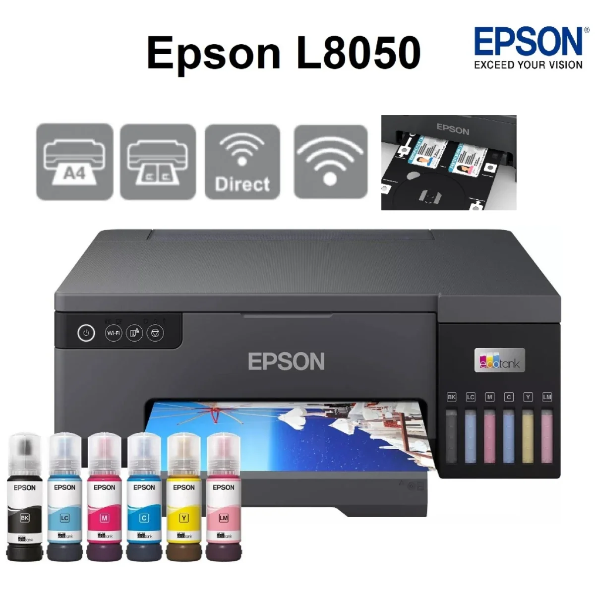 EPSON EcoTank L8050 A4 6-Color Photo Inkjet Printer 22 PPM