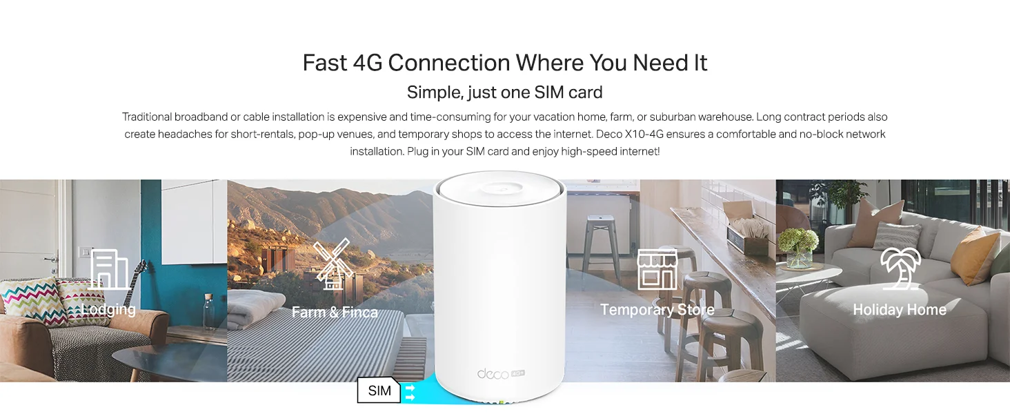 راوتر Mesh ‏4G+‏ TP-LINK Deco X10-4G Wi‑Fi 6 AX1500 مع منفذ شريحة SIM - Thumbnail 11