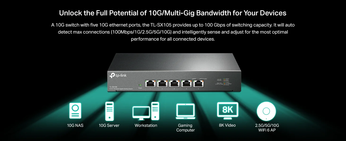 سويتش إيثرنت TP-LINK TL-SX105 غير مدار متعدد الجيجابت 10G بـ 5 منافذ - Image 7