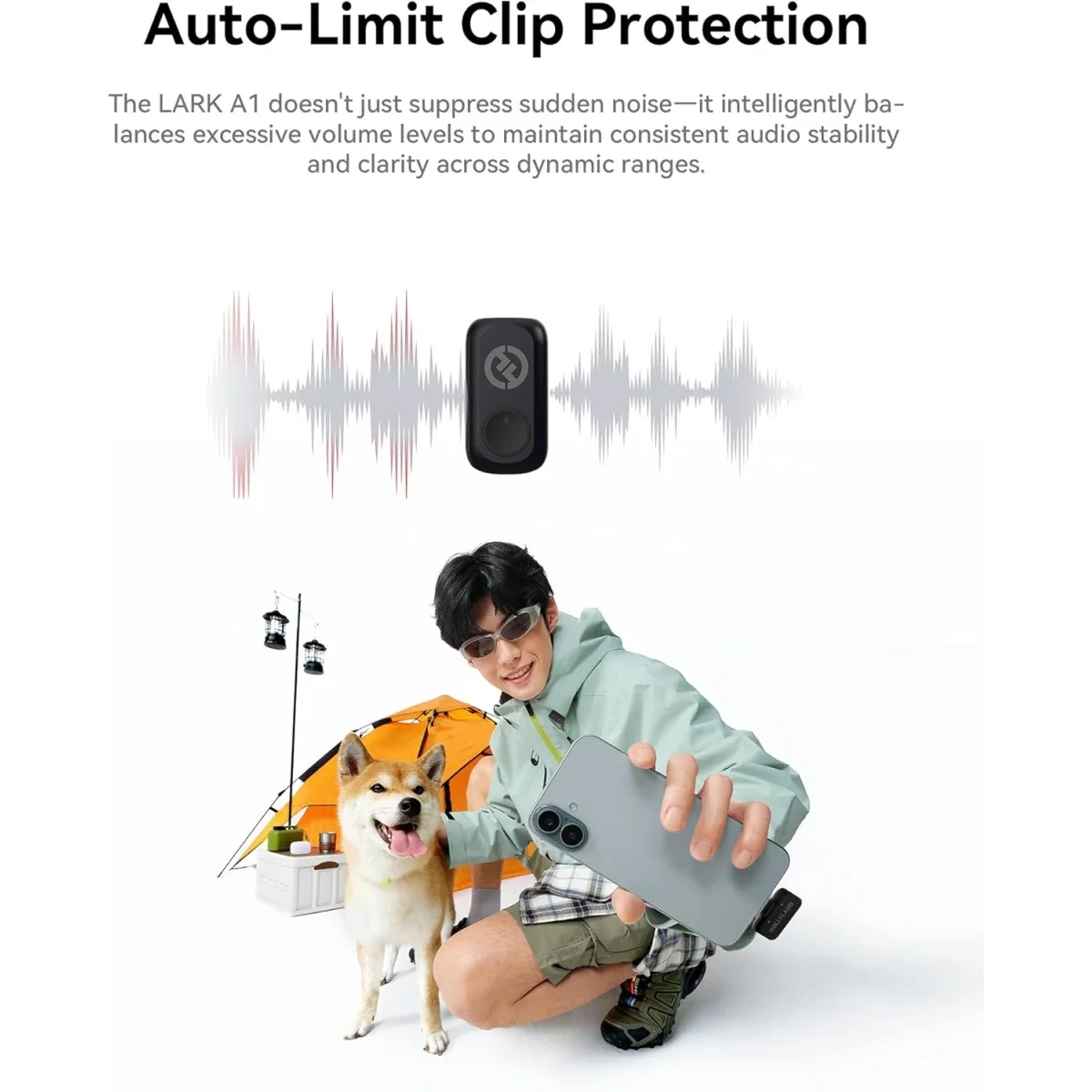 ميكروفون لاسلكي Hollyland Lark A1 Duo مع مستقبل USB-C، 48kHz/24-bit، أسود - Image 4