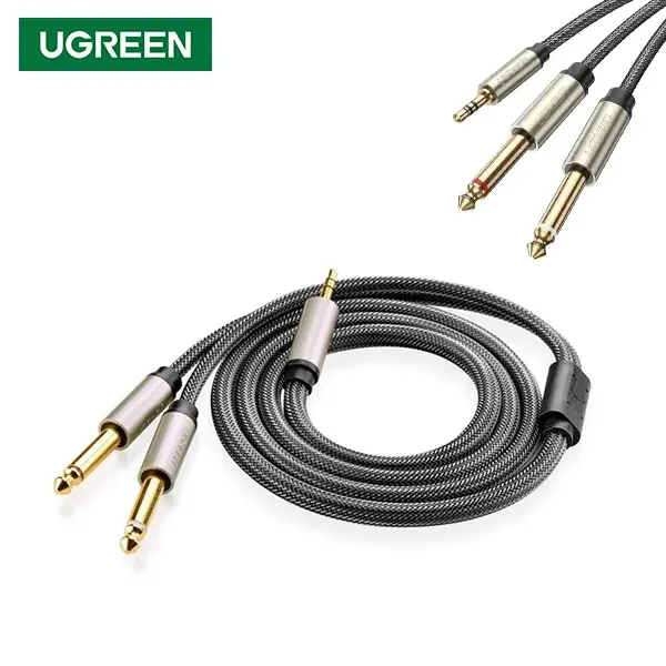 سلك صوت ستيريو Ugreen 10615 من 3.5 مم TRS إلى مزدوج 6.35 مم TS بطول 2 متر - Image 2