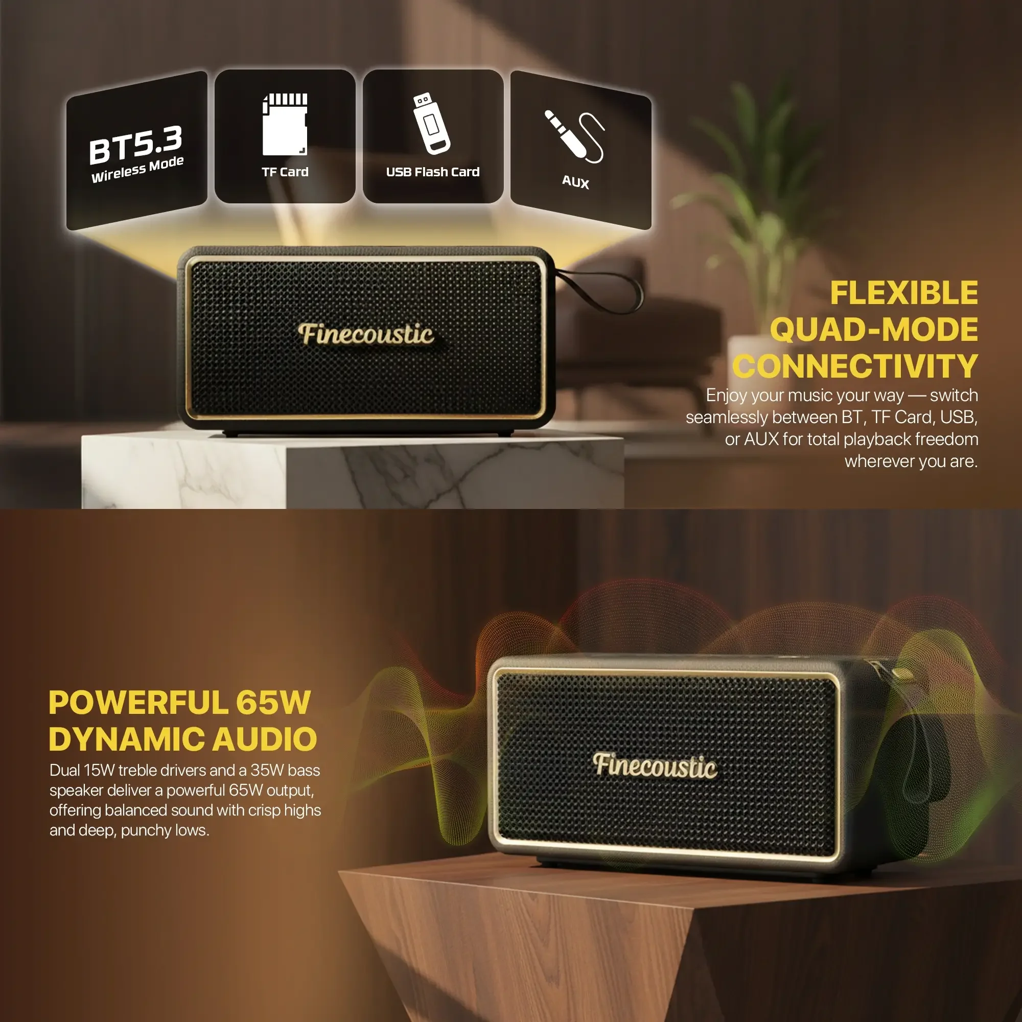 Fantech Finecoustic FBS2 HOKO NOMAD L Portable Speaker with 4 Connection Modes - Image 8