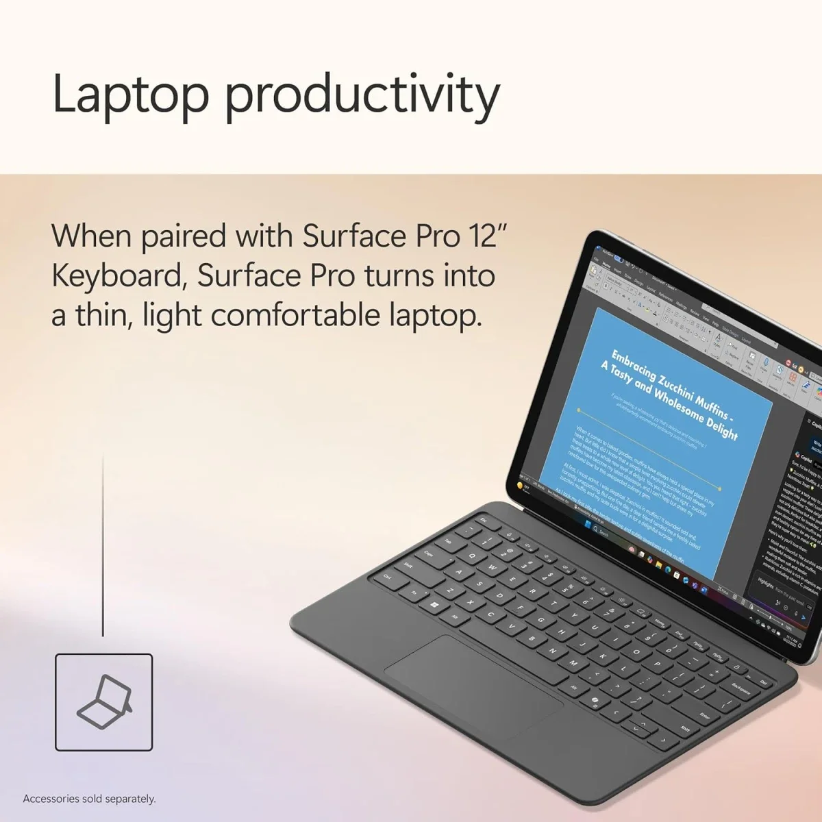 Microsoft Surface Pro 12 (2025) Copilot+ PC 12.0-inch Touch 2-in-1 Snapdragon X Plus 16GB RAM 512GB SSD 90Hz Platinum - Image 4