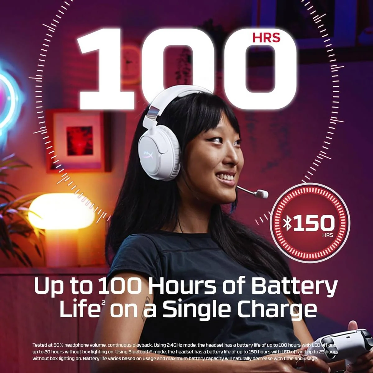 سماعة ألعاب لاسلكية HyperX Cloud Flight 2 بمشغلات 50 مم وBluetooth 5.3 أبيض - Image 7
