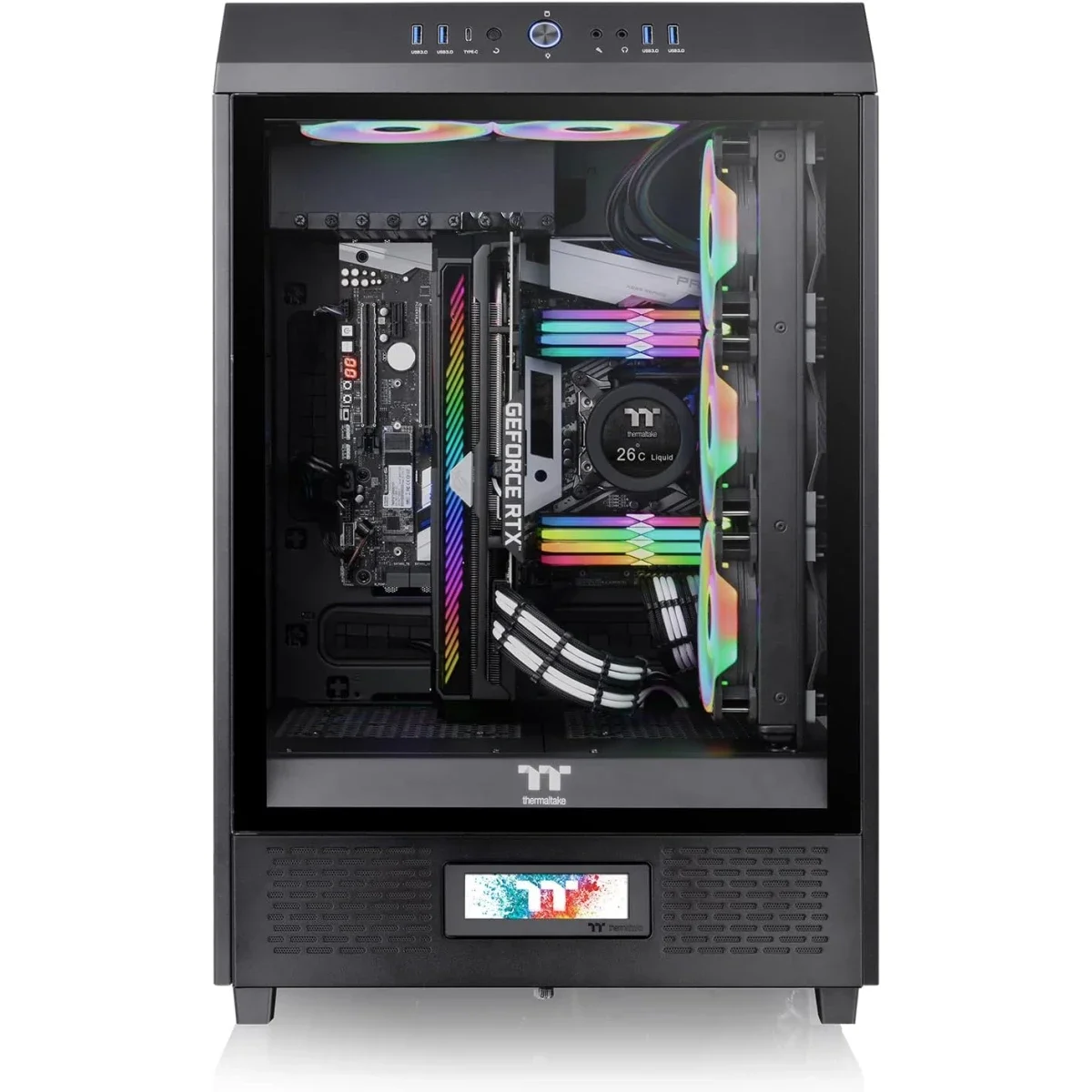 طقم شاشة LCD من Thermaltake لجهاز The Tower 500 مقاس 3.9 إنش باللون الأسود - Image 2