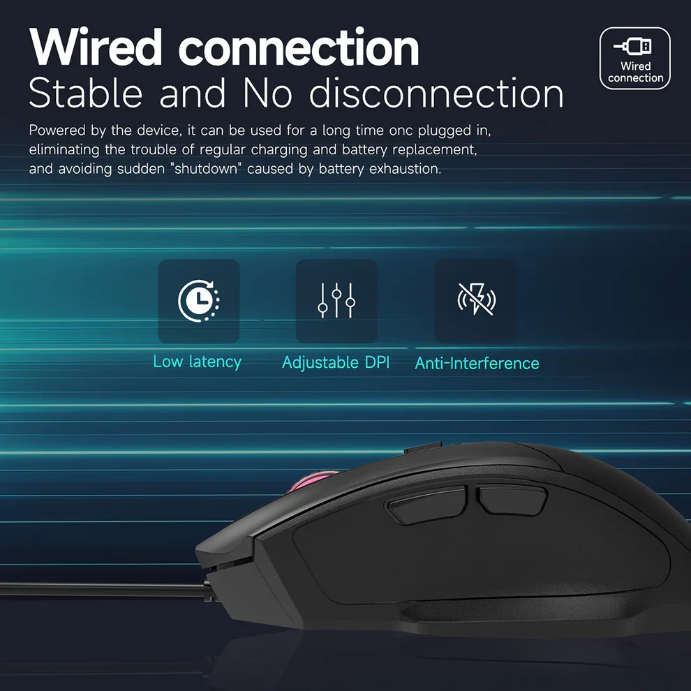 ماوس AJAZZ NJ05 بصري سلكي للمكتب، 3600 DPI، تشغيل مباشر وعجلة تمرير 3D - Image 14