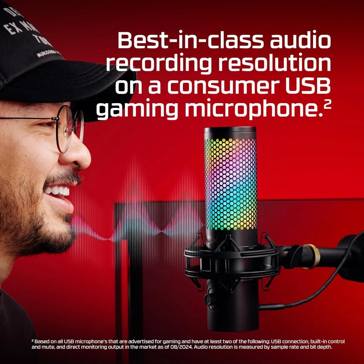 HyperX QuadCast 2 S (2024) USB Gaming Microphone with Dynamic RGB Lighting, Black - Image 8
