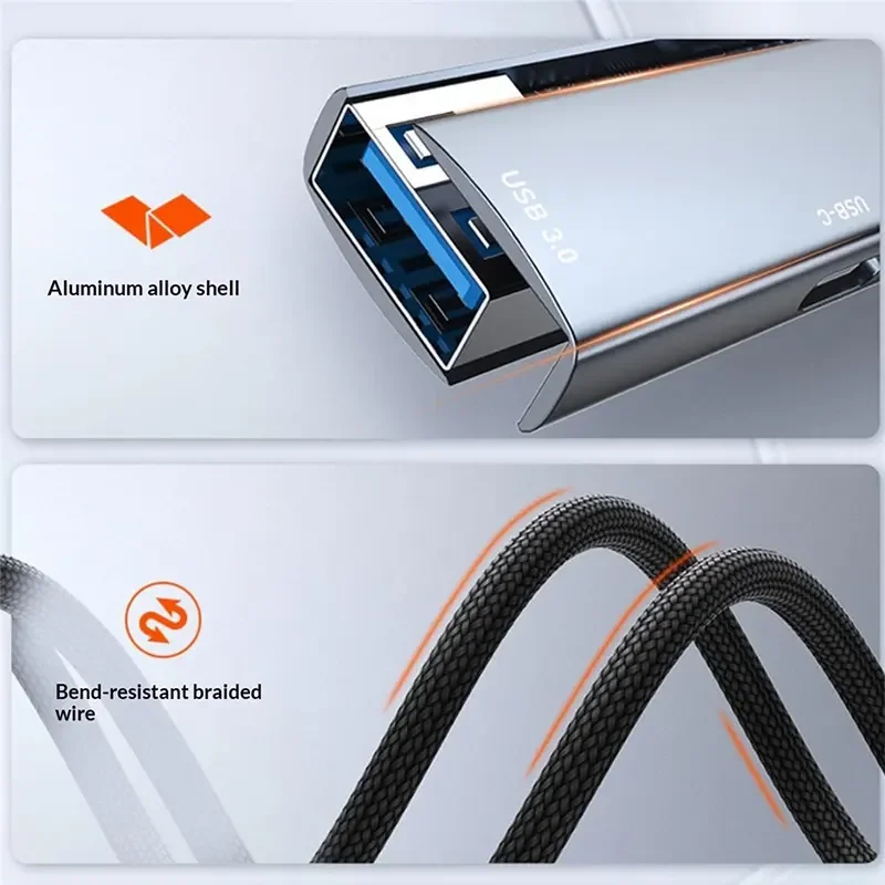 موزع USB LDNIO DS-134U-1.2M 4 في 1 بمدخل USB-A و4 منافذ USB 3.0، سرعة 5Gbps، كابل 1.2 متر، توصيل وتشغيل لأجهزة Mac وWindows وAndroid - Image 4