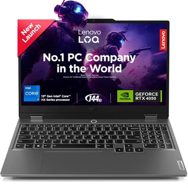 لابتوب عاب Lenovo LOQ 15IRX9 بمعالج Intel Core i7-13650HX وكرت RTX 4050 6GB وشاشه 15.6 انش FHD IPS 144Hz لون Luna Grey
