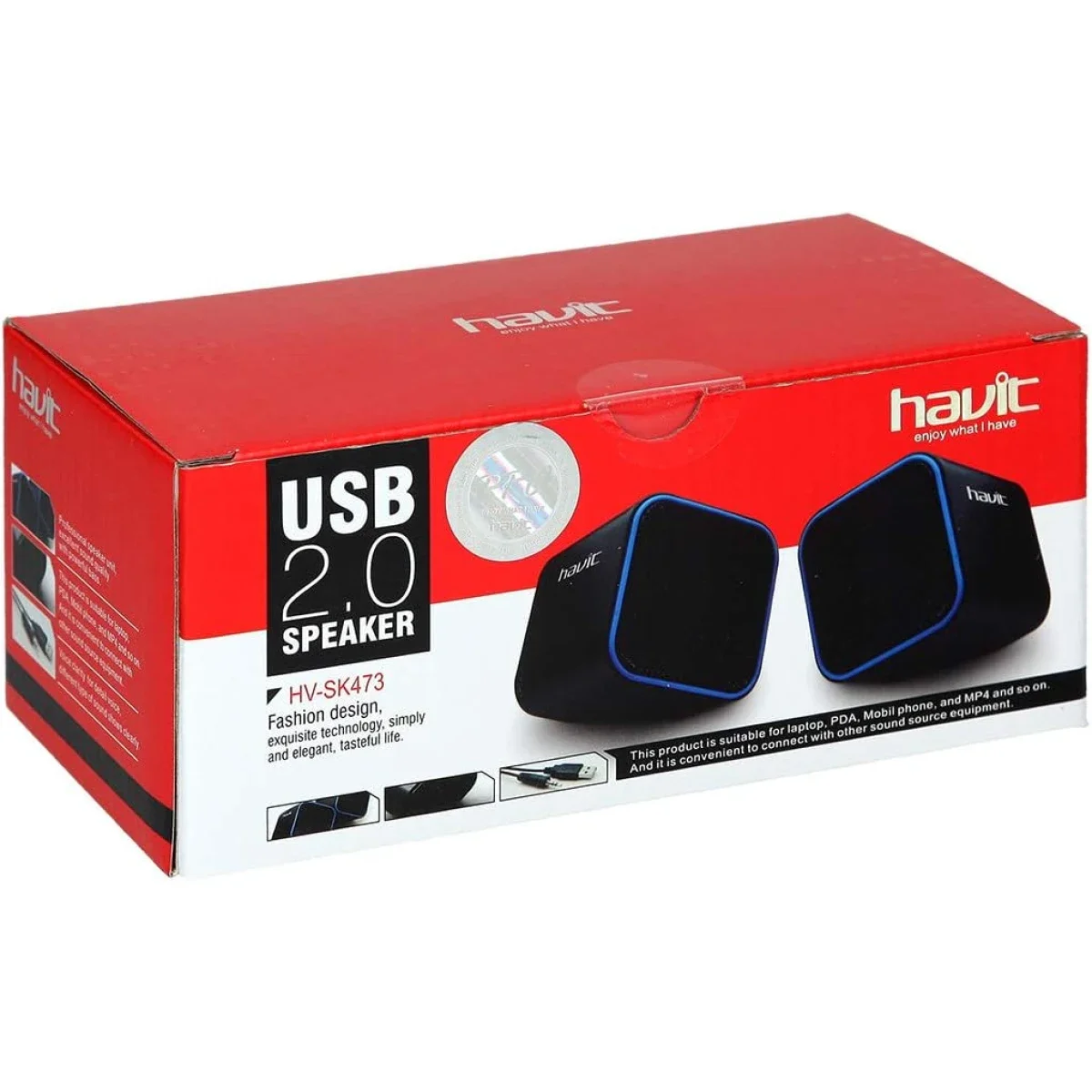 مكبرات صوت HAVIT HV-SK473 للكمبيوتر متعددة الوسائط 2.0 قناة USB أسود/أزرق - Thumbnail 5