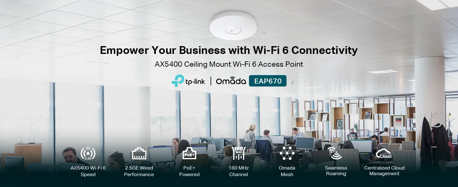 TP-LINK EAP670 Omada Wi-Fi 6 AX5400 2.5G Ceiling Mount Access Point - Thumbnail 10