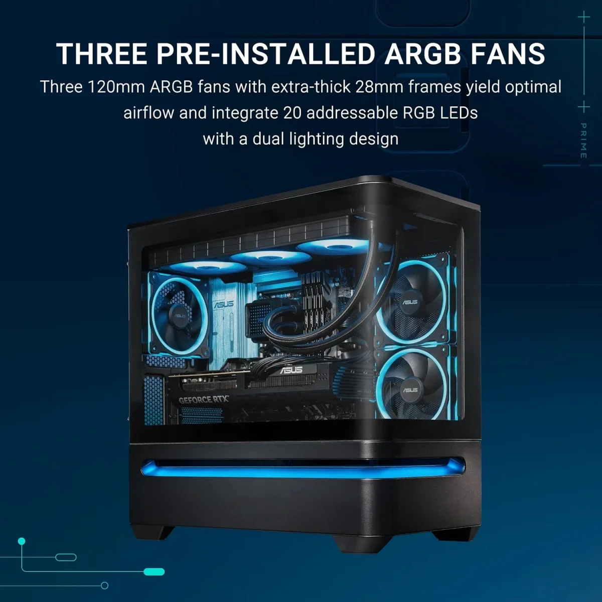 Asus Prime AP202 ARGB Black Micro-ATX PC Case with Curved Tempered Glass and 3 ARGB Fans - Image 6