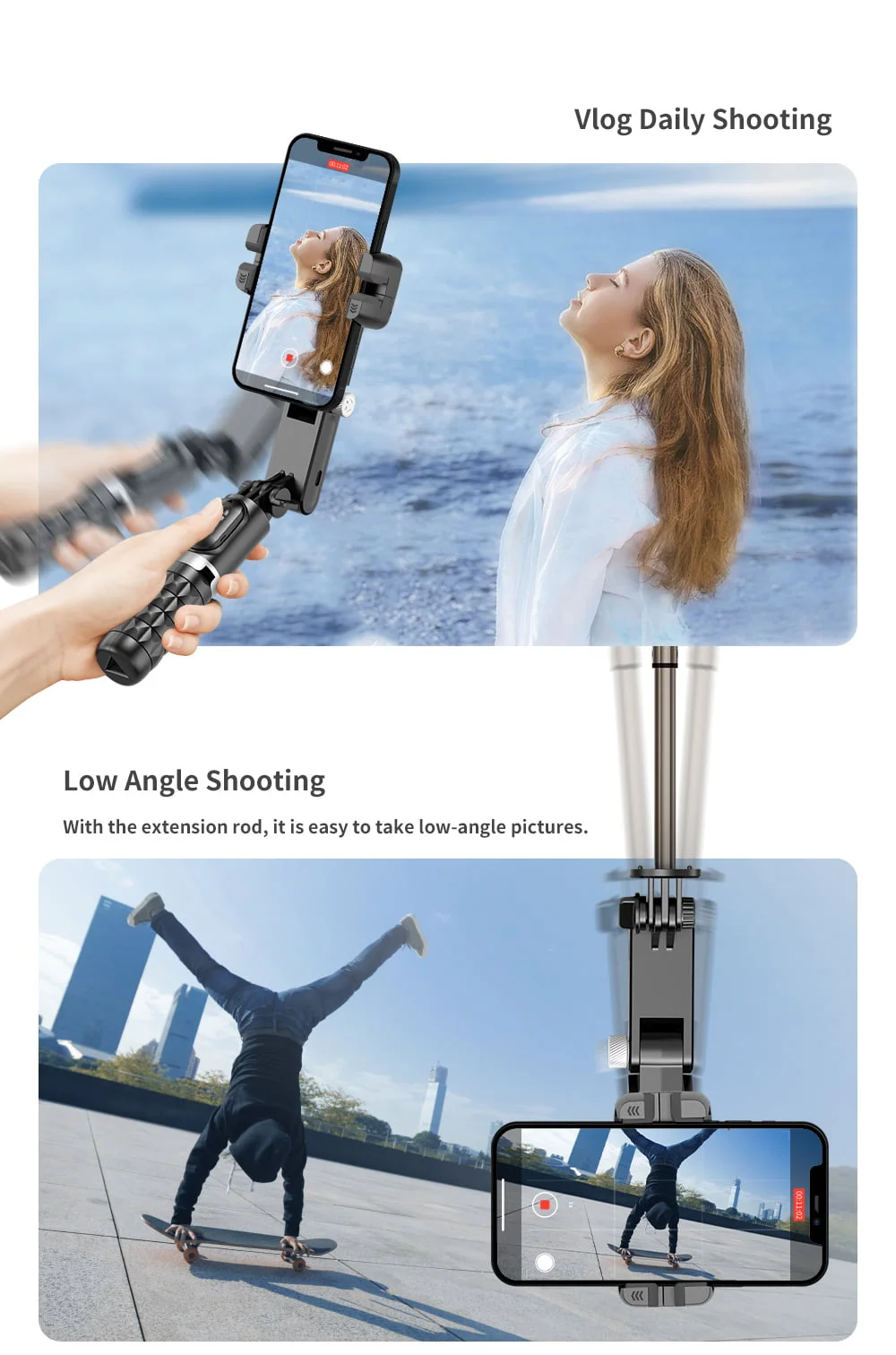 Q18 Foldable 360 Gimbal Stabilizer Selfie Stick Tripod with Remote & Light - Image 11