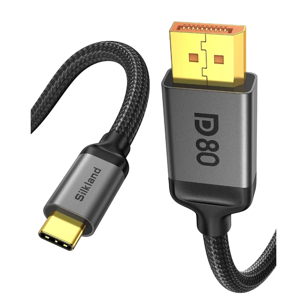 Silkland S1410 80Gbps USB-C to DisplayPort 2.1 Cable, 16K 60Hz, 8K 240Hz, 6.6ft