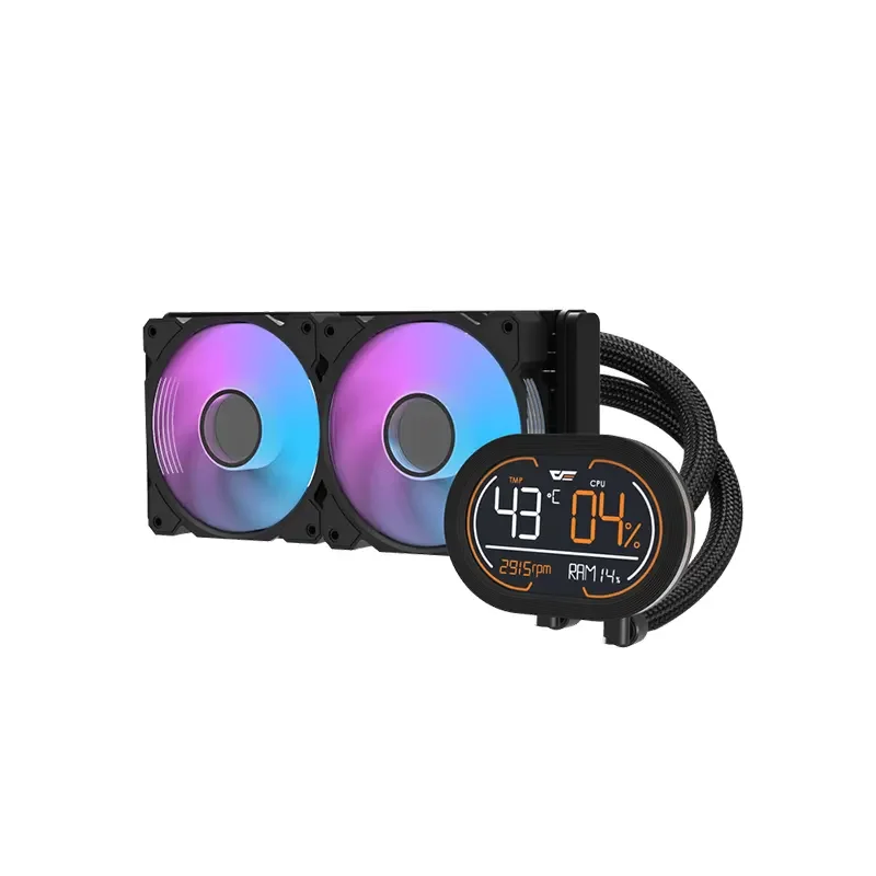 مبرد معالج مائي DarkFlash DH240D بشاشة عرض وراديتر ألمنيوم 240 ملم، أسود – WAVE DH-240D ARGB