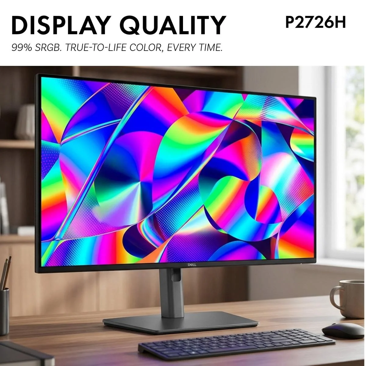 Dell P2726H (2026) 27-inch IPS Full HD 120Hz Monitor, Adjustable Stand, DisplayPort, HDMI, VGA, USB Hub, USB-C up to 15W - Thumbnail 4