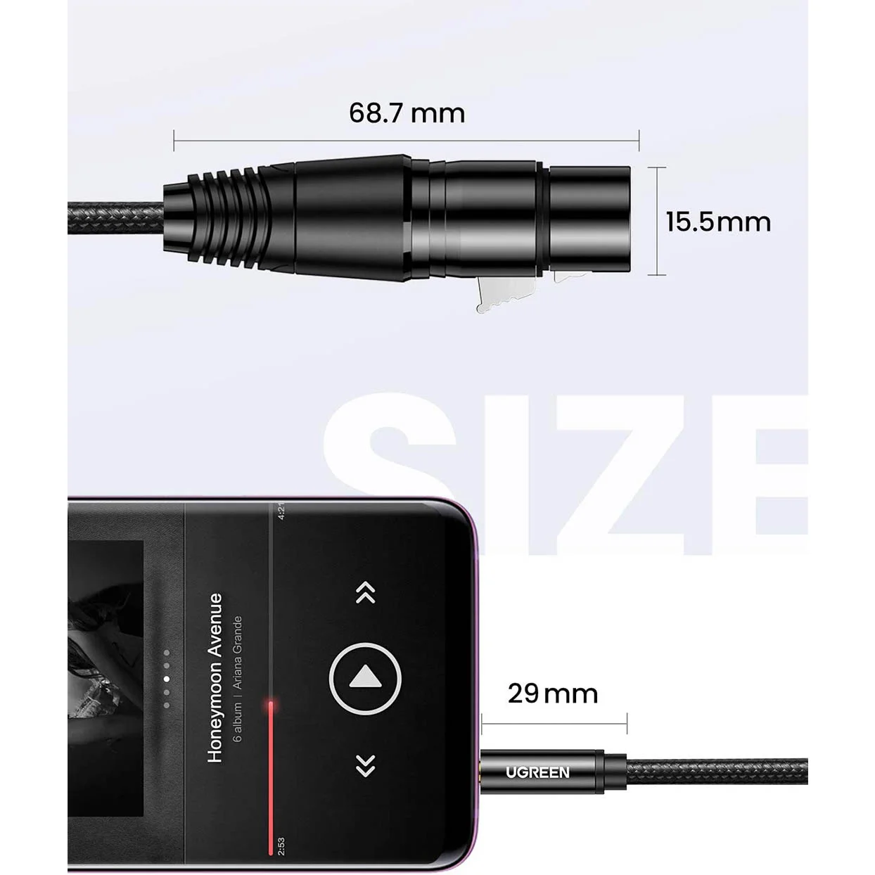 Ugreen 20244 3.5mm Three-Pole Male AUX to XLR Female Audio Cable, 2m - Thumbnail 4