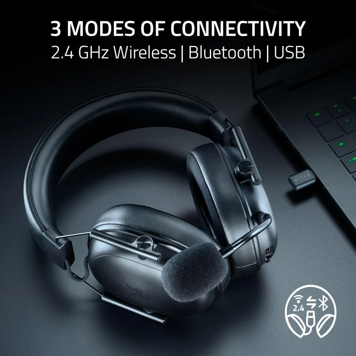Razer BlackShark V3 X HyperSpeed Wireless Gaming Headset, 50mm Drivers, 70Hr Battery, Black - Thumbnail 7