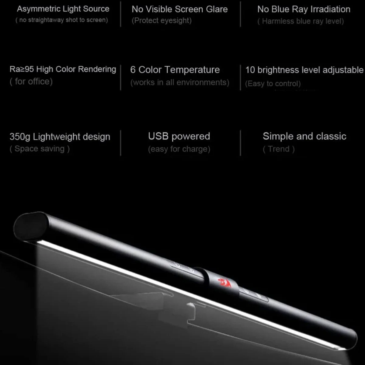 مصباح شاشة LED Redragon GML-113 Beryl مع تعتيم بدرجات لون 6 مستويات - Thumbnail 4