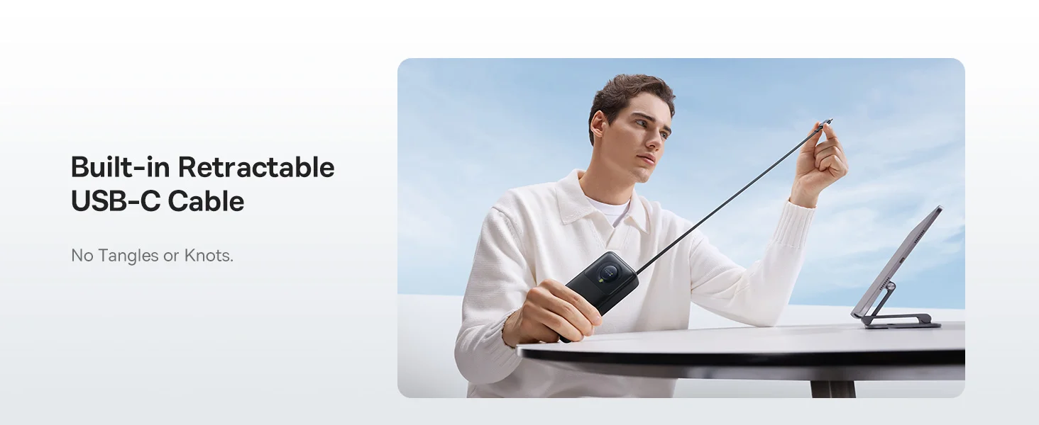Baseus Free2Pull 20000mAh 65W Power Bank with Retractable USB-C Cable - Silver - Thumbnail 21