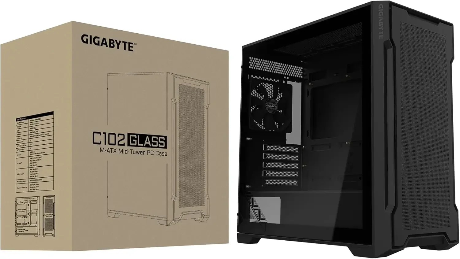 GIGABYTE C102G Glass Mid-Tower Gaming Case Black - Thumbnail 3