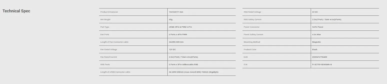 موزع DeepCool SC790 ثنائي PWM وARGB مع 6 منافذ مراوح و6 منافذ ARGB - Image 13
