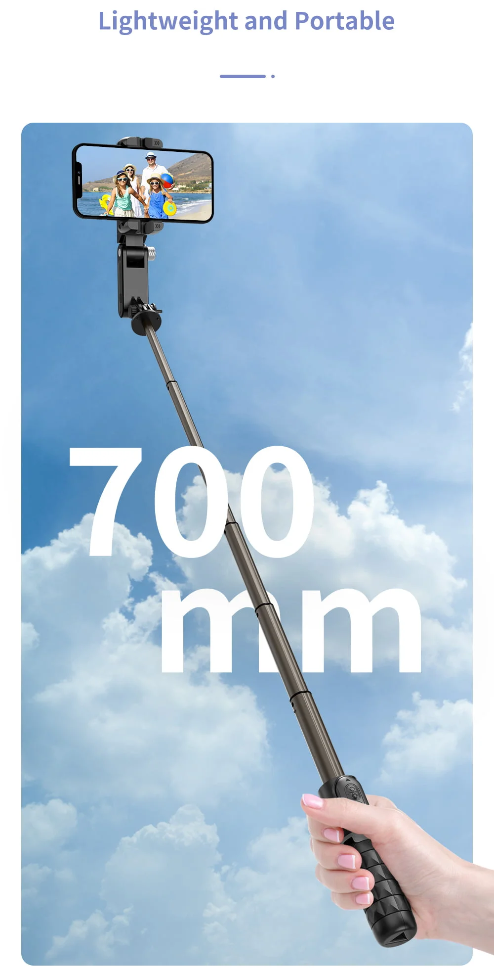 Q18 Foldable 360 Gimbal Stabilizer Selfie Stick Tripod with Remote & Light - Image 19