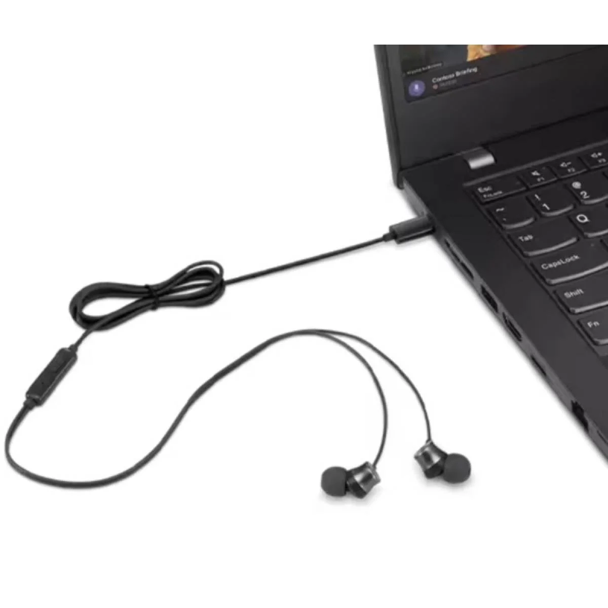 سماعات أذن داخلية Lenovo سلكية USB-C مع ميكروفون - Image 5