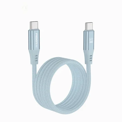 كيبل Pisen CC-FC22-1000 مغناطيسي مجدول USB-C إلى USB-C، 60 واط، 1 متر، أزرق - Thumbnail 4