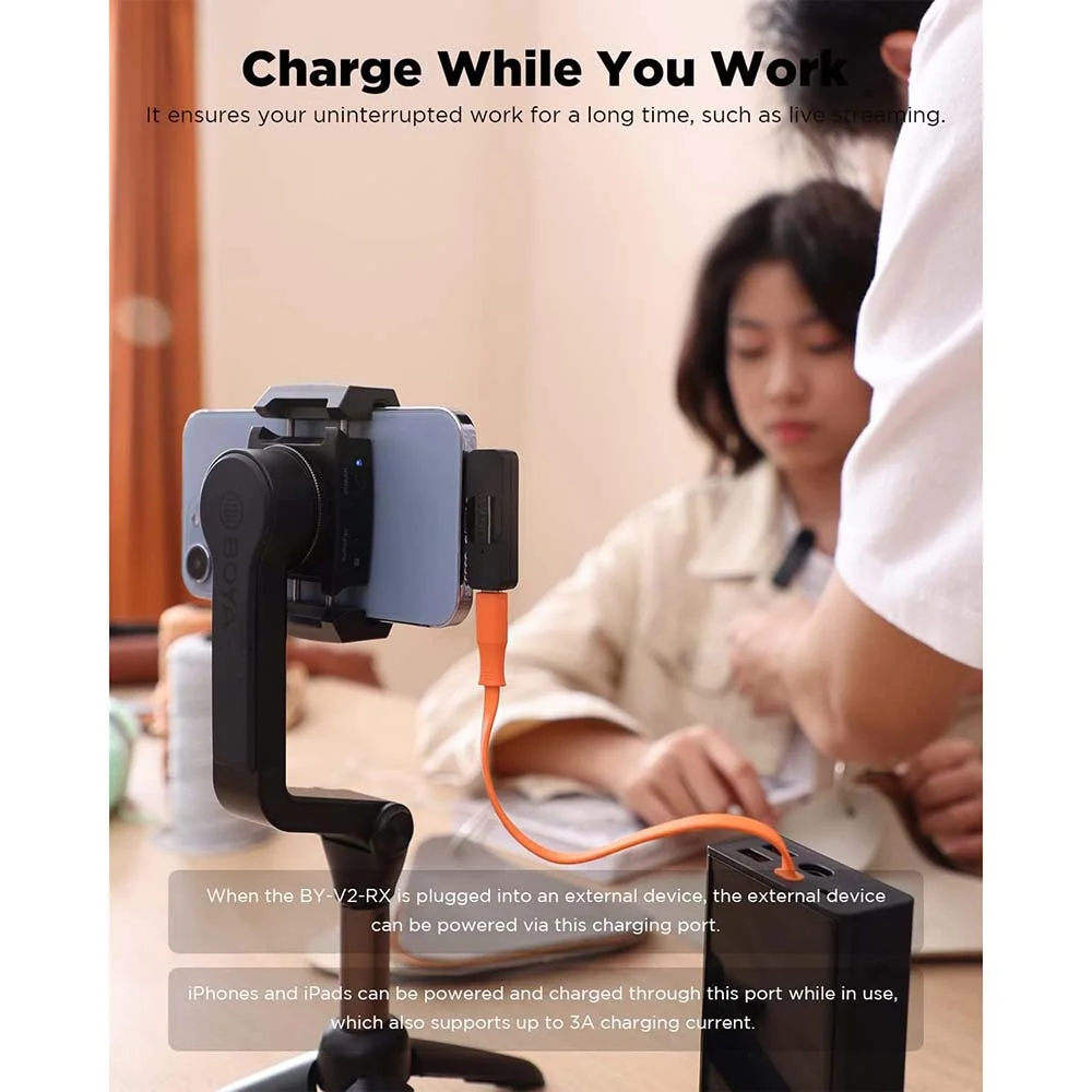 مايكروفون Boya BY-V2 لاسلكي مزدوج للآيفون بمنفذ Lightning - Image 3