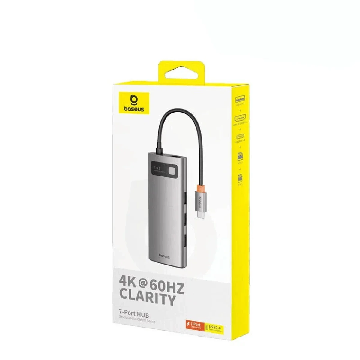 موزع USB-C Baseus Gleam 7 في 1 مع HDMI 4K 60Hz و3x USB 3.0 وPD وSD/TF - Thumbnail 6