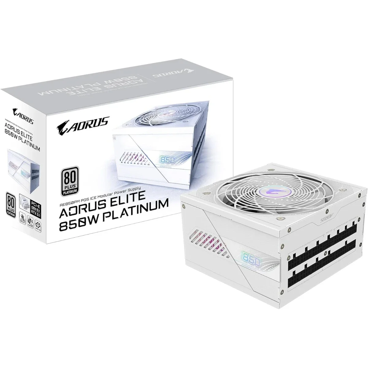 مزود طاقة GIGABYTE AORUS ELITE بقدرة 850 واط وشهادة 80 PLUS Platinum ومعياري PCIe 5.0 ATX P850W