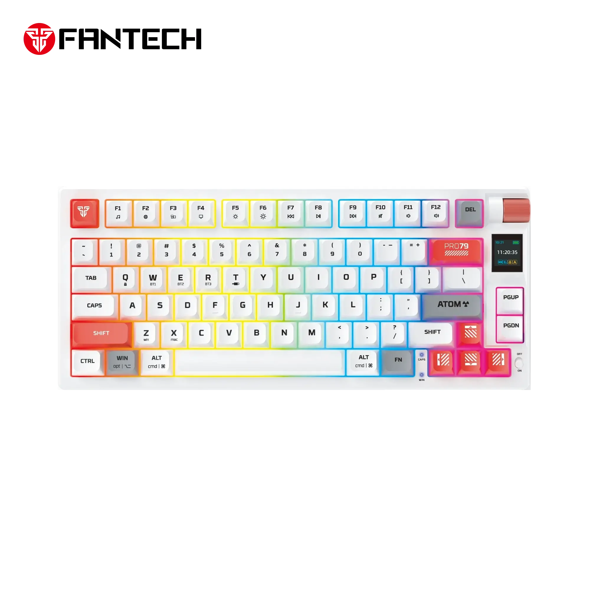 كيبورد ألعاب ميكانيكي لاسلكي مع 13 وضع إضاءة Fantech MK917 Atom - أبيض - Image 1