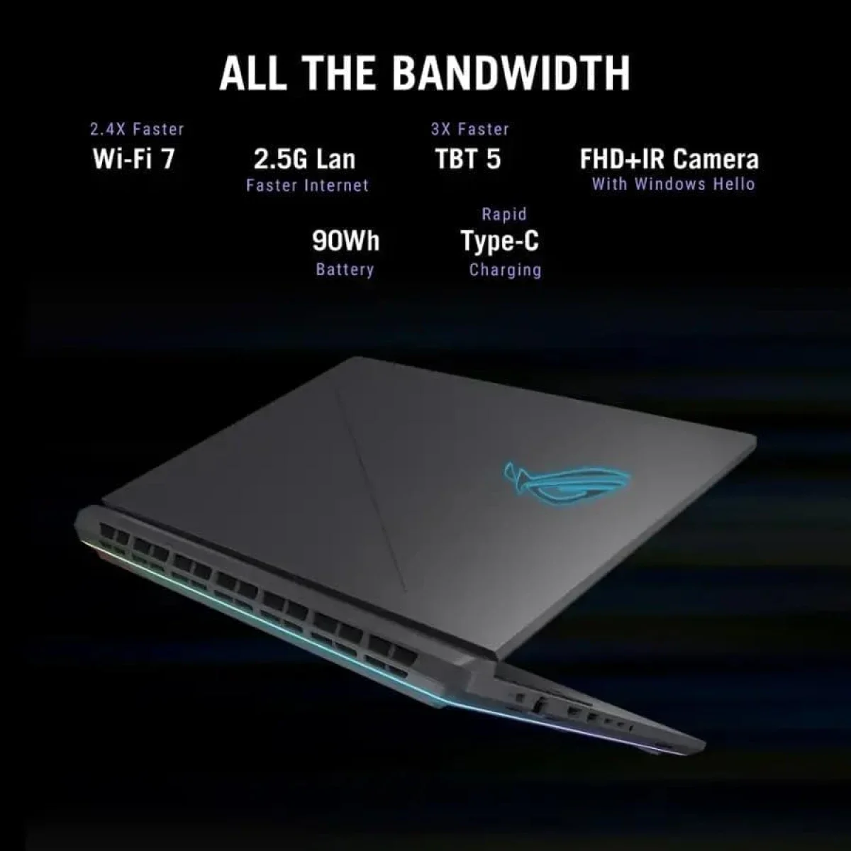 لابتوب ألعاب Asus ROG Strix G18 G815JHR مقاس 18 إنش Core i7-14650HX RTX 5050 وذاكرة 16GB وتخزين 1TB SSD وتردد 144Hz - Image 4