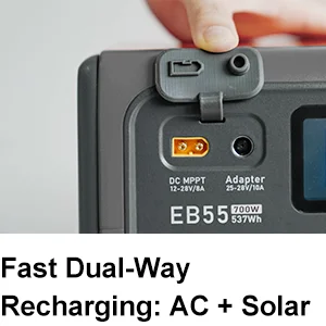 محطة طاقة محمولة BLUETTI EB55 بسعة 537Wh وقدرة 700W LiFePO4 رمادي - Thumbnail 16