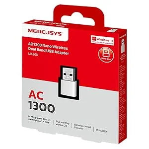 محول واي فاي USB نانو مزدوج النطاق MERCUSYS MA30N بسرعة AC1300 مع WPA3 لنظام Windows 11/10 - Image 8