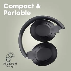 Promate Concord ANC Over-Ear Bluetooth Headphones, 27H Playback, Black - Thumbnail 13