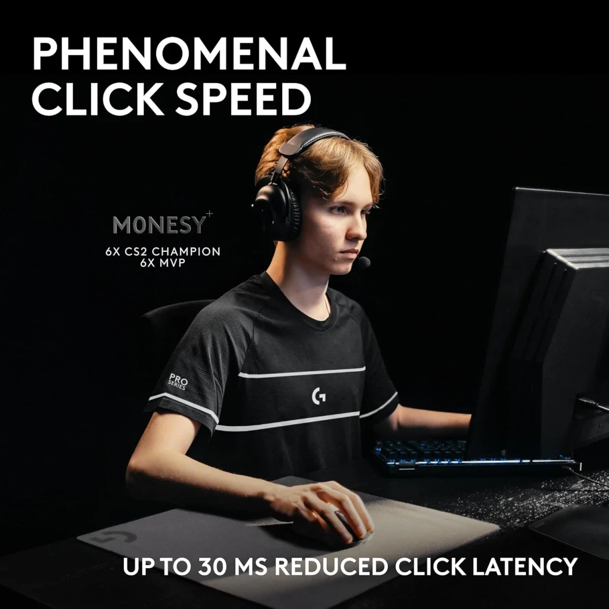 Logitech G PRO X2 SUPERSTRIKE LIGHTSPEED Wireless Gaming Mouse, 61 g, Customizable Click Haptics, USB-C, PC/Mac/Laptop - White - Image 2