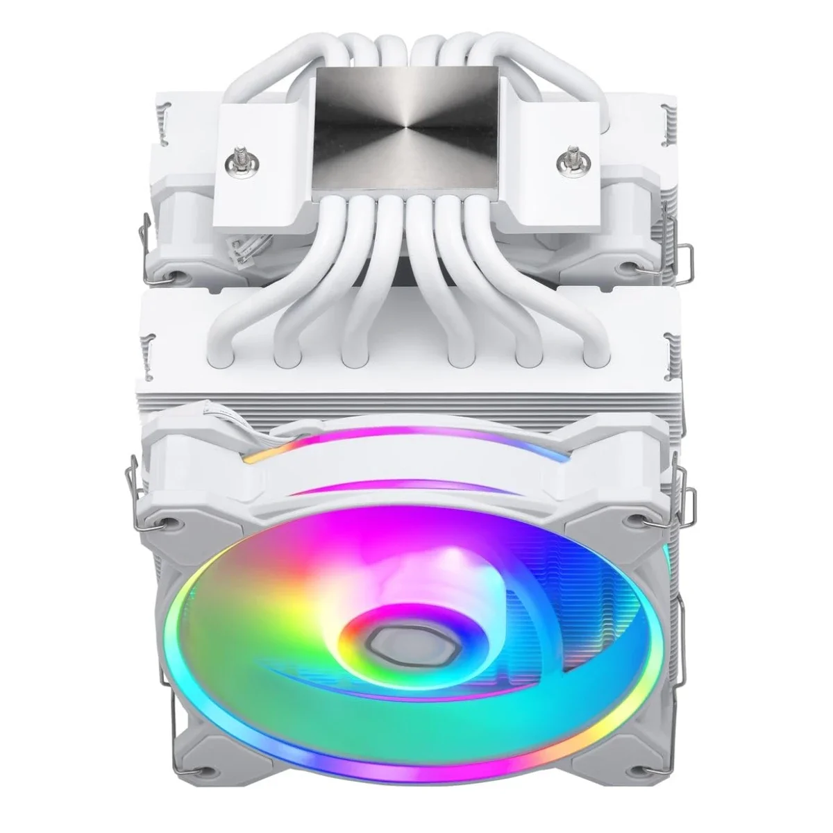 مبرد هوائي للمعالج Cooler Master Hyper 622 Halo ثنائي البرج مع مروحتي Halo² ARGB و6 أنابيب حرارية، أبيض - Image 5