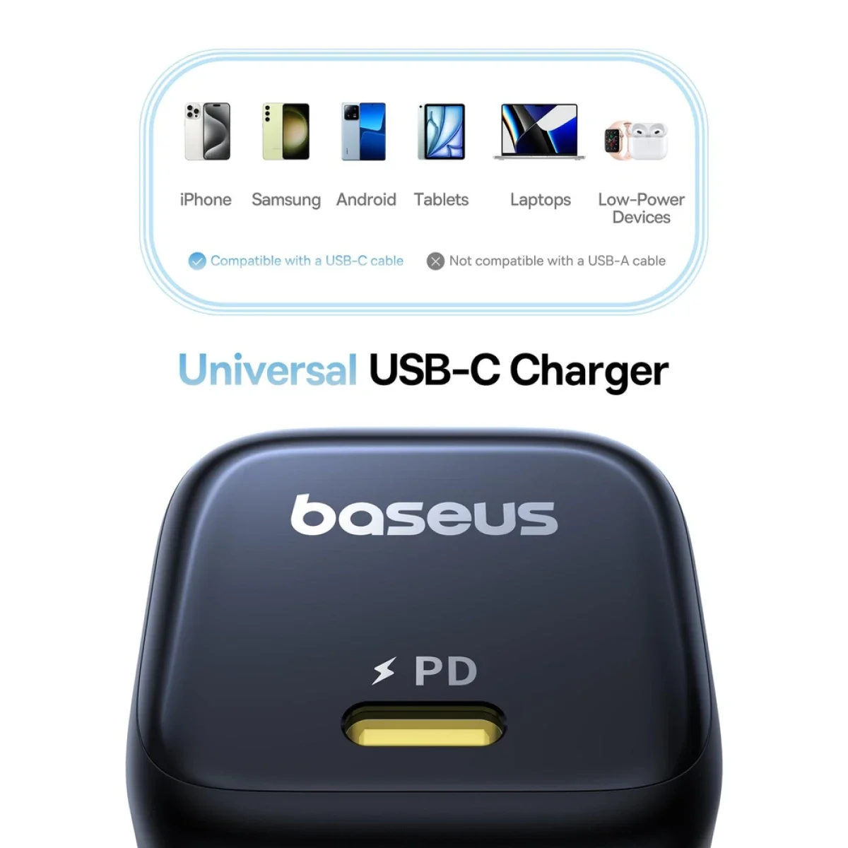 شاحن جداري Baseus PicoGo GaN6 Pro USB-C بقدرة 45 واط قابس أوروبي - أسود - Image 6
