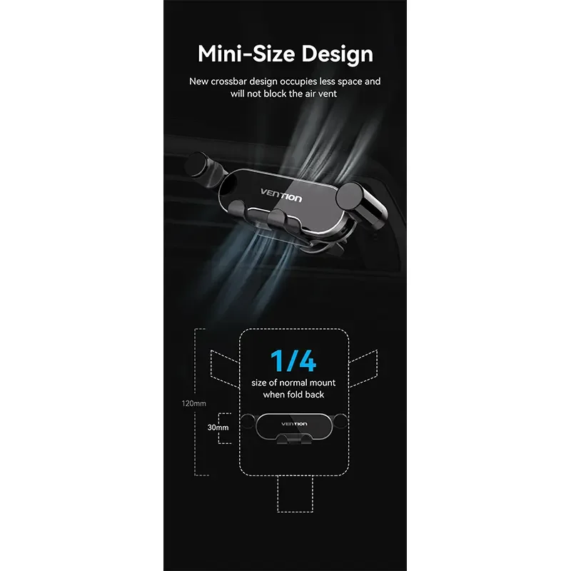 Vention KCEH0 Car Phone Mount with Duckbill Clip - Gray - Image 8