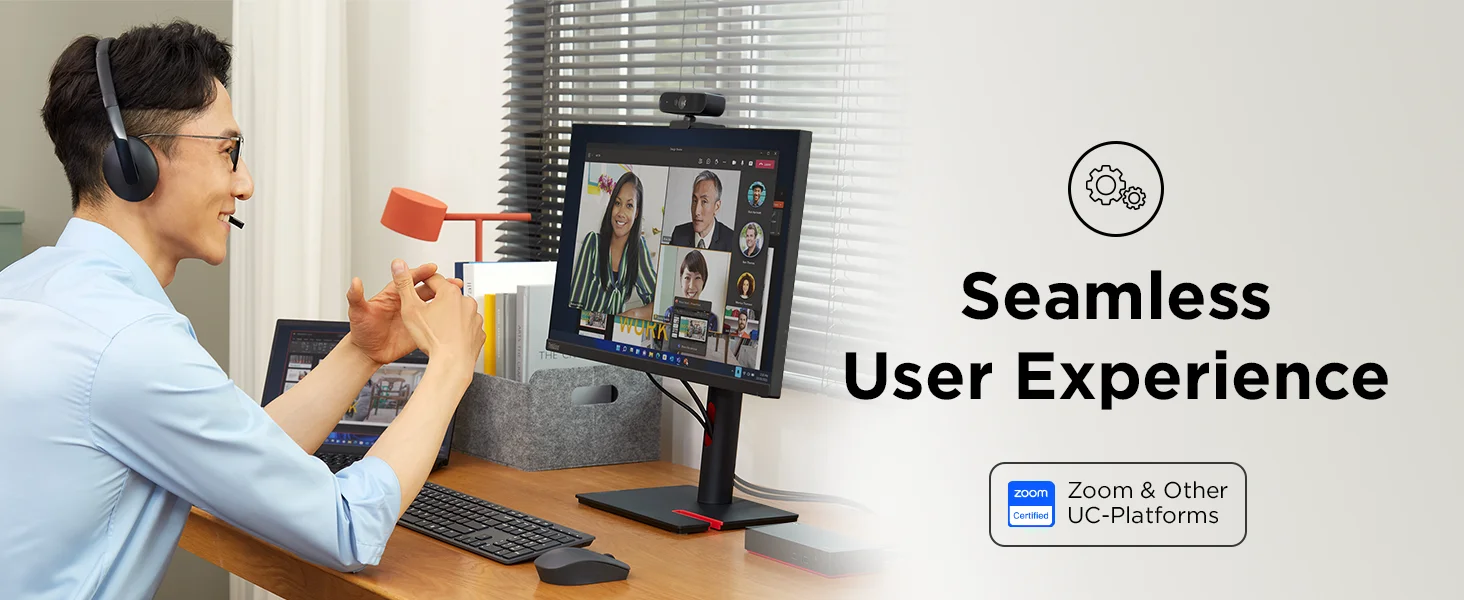 سماعة رأس أعمال سلكية Lenovo بإلغاء الضوضاء النشط ANC USB-C وUSB-A، معتمدة من Zoom، 145 غ - Thumbnail 16