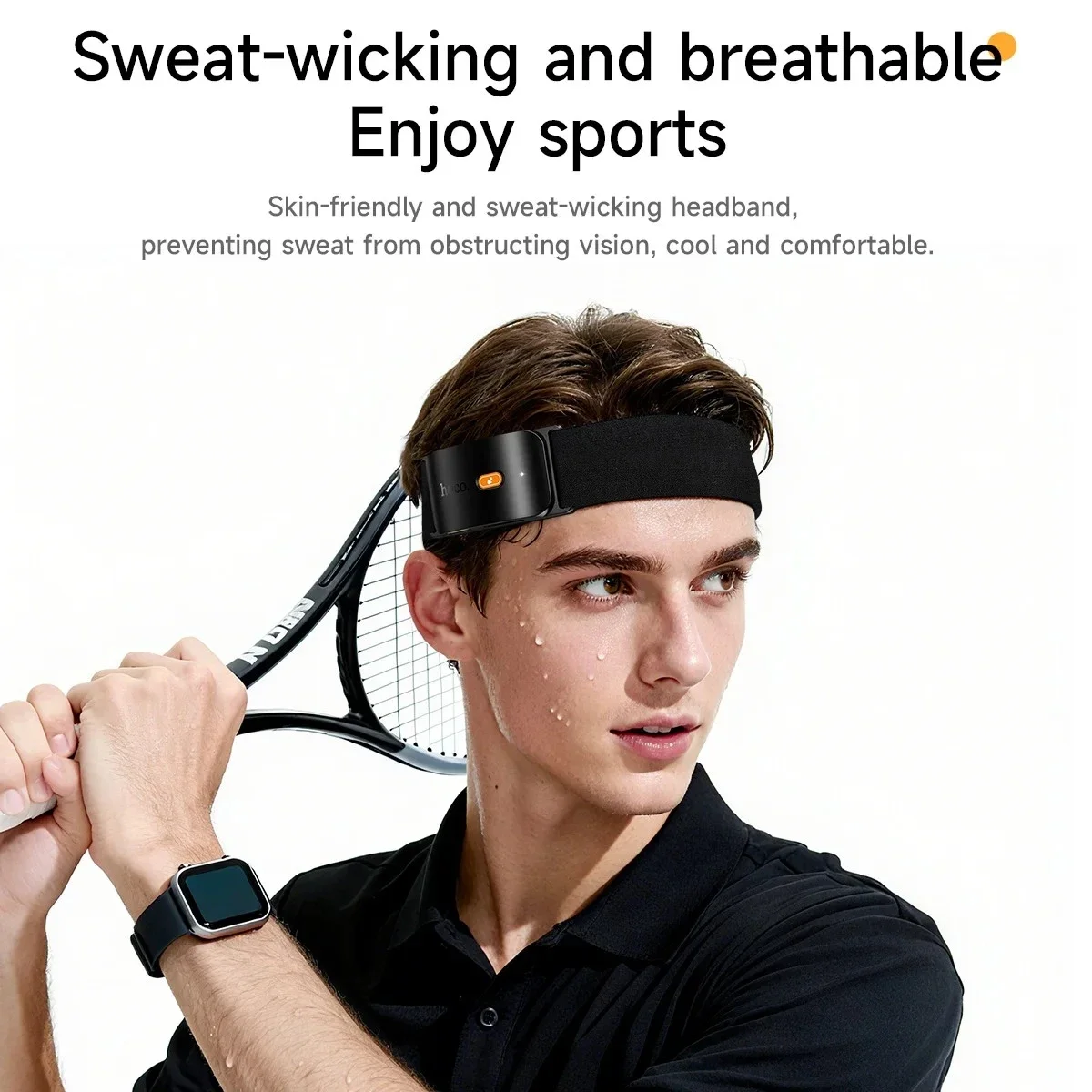 HOCO EA10 Open-Ear Hairband Sports Headset with 16.2mm Drivers - Black - Image 4