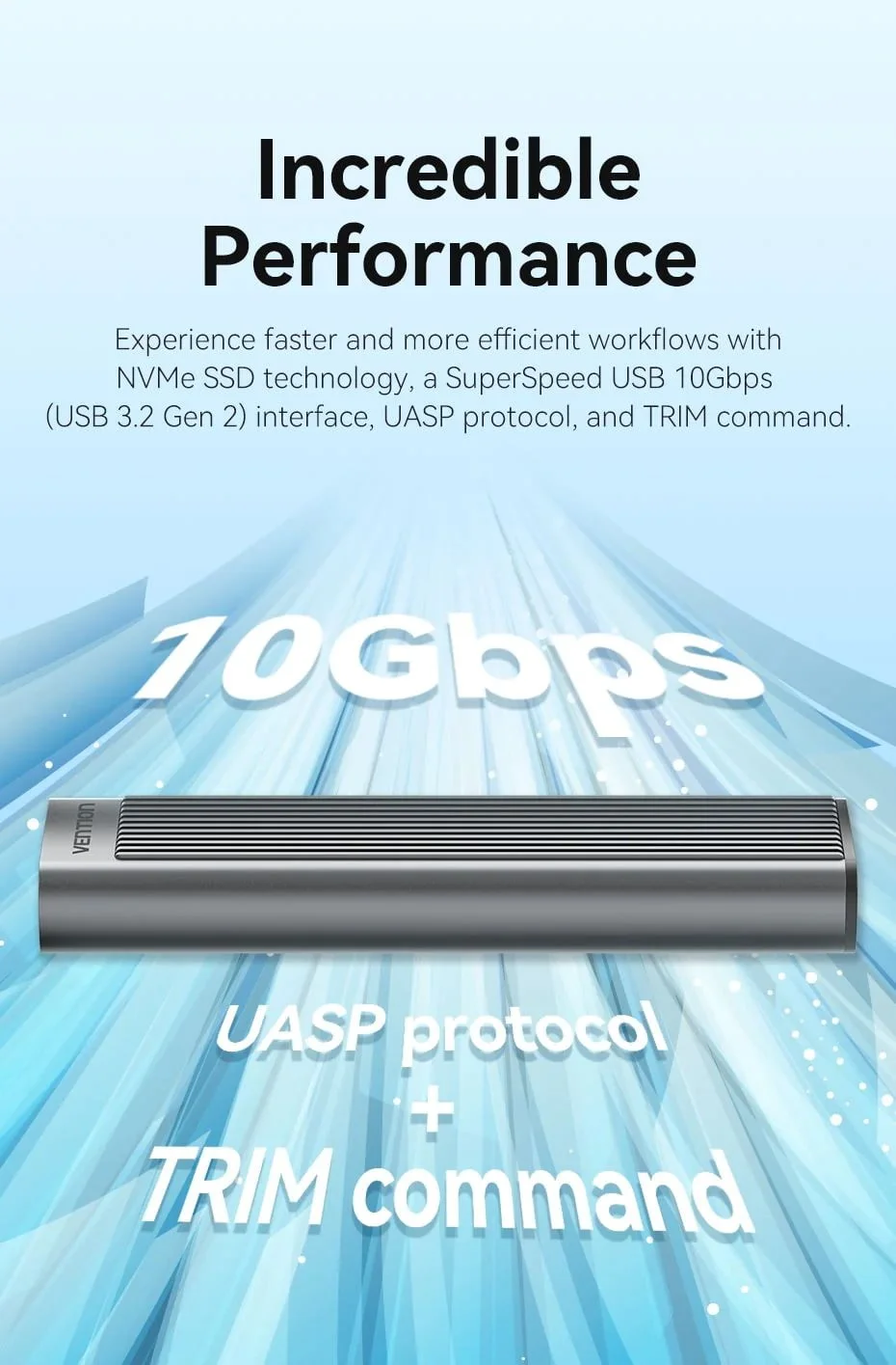 علبة SSD خارجية Vention KPKH0 لأقراص M.2 NVMe بواجهة USB 3.1 Gen 2-C - Image 6