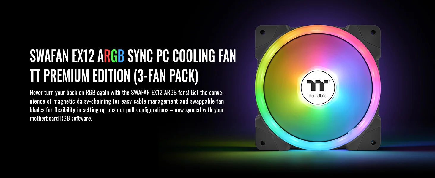 مروحة تبريد PC Thermaltake SWAFAN EX 14 ARGB حزمة 3 مراوح باللون الأبيض - Image 9